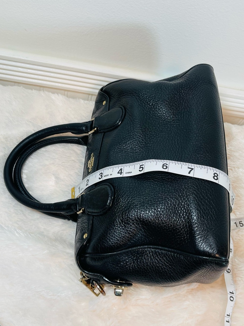 Coach Black Pebbled Leather Satchel Bag - Picture 6 of 8
